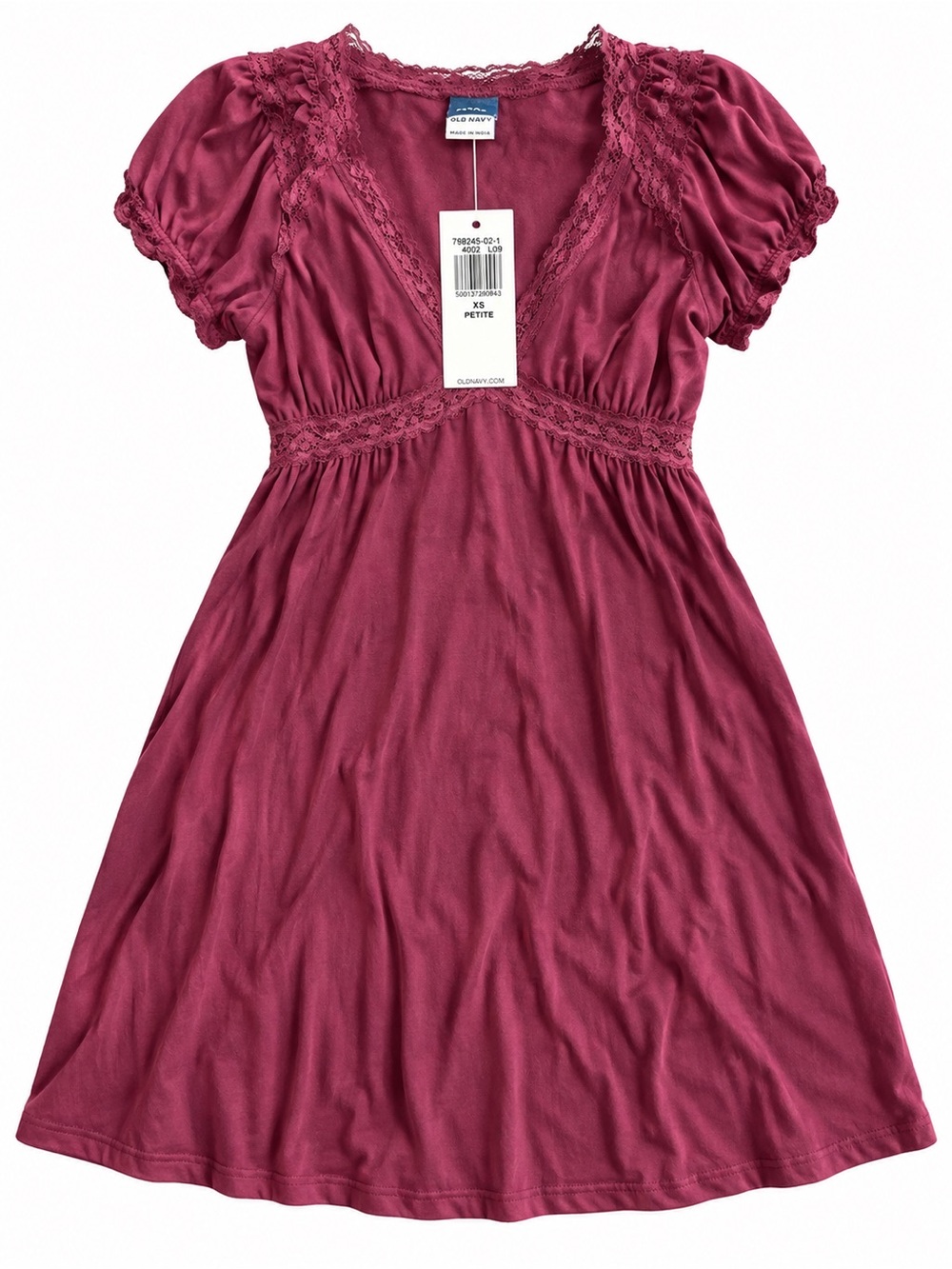 Old Navy Girls' Wine Lace-Trim Knit Dress